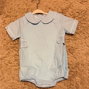 Classic Light Blue Peter Pan Collar Baby One-Piece
